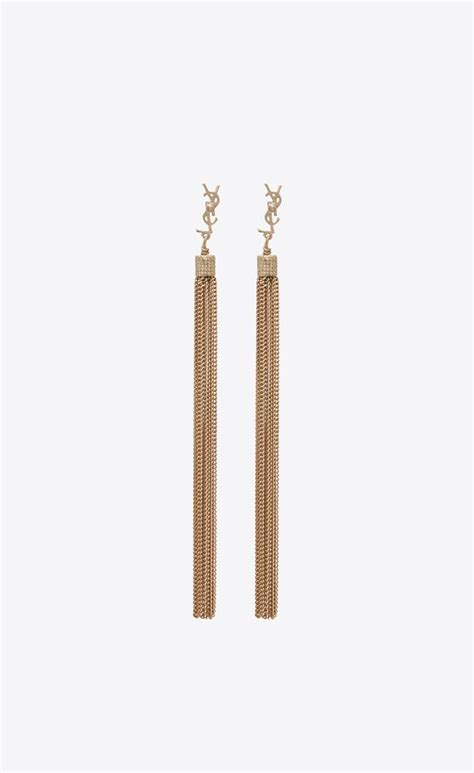 ysl loulou tassel earrings|Loulou earrings with chain tassels in light gold  .